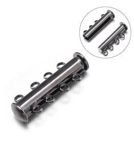 Slider Clasp 4 to 4  26x10x6mm Gun Metal NF  x5