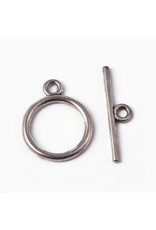 Toggle Clasp Round 15mm Antique Silver NF  x10