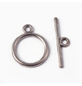 Toggle Clasp Round 15mm Antique Silver NF  x10