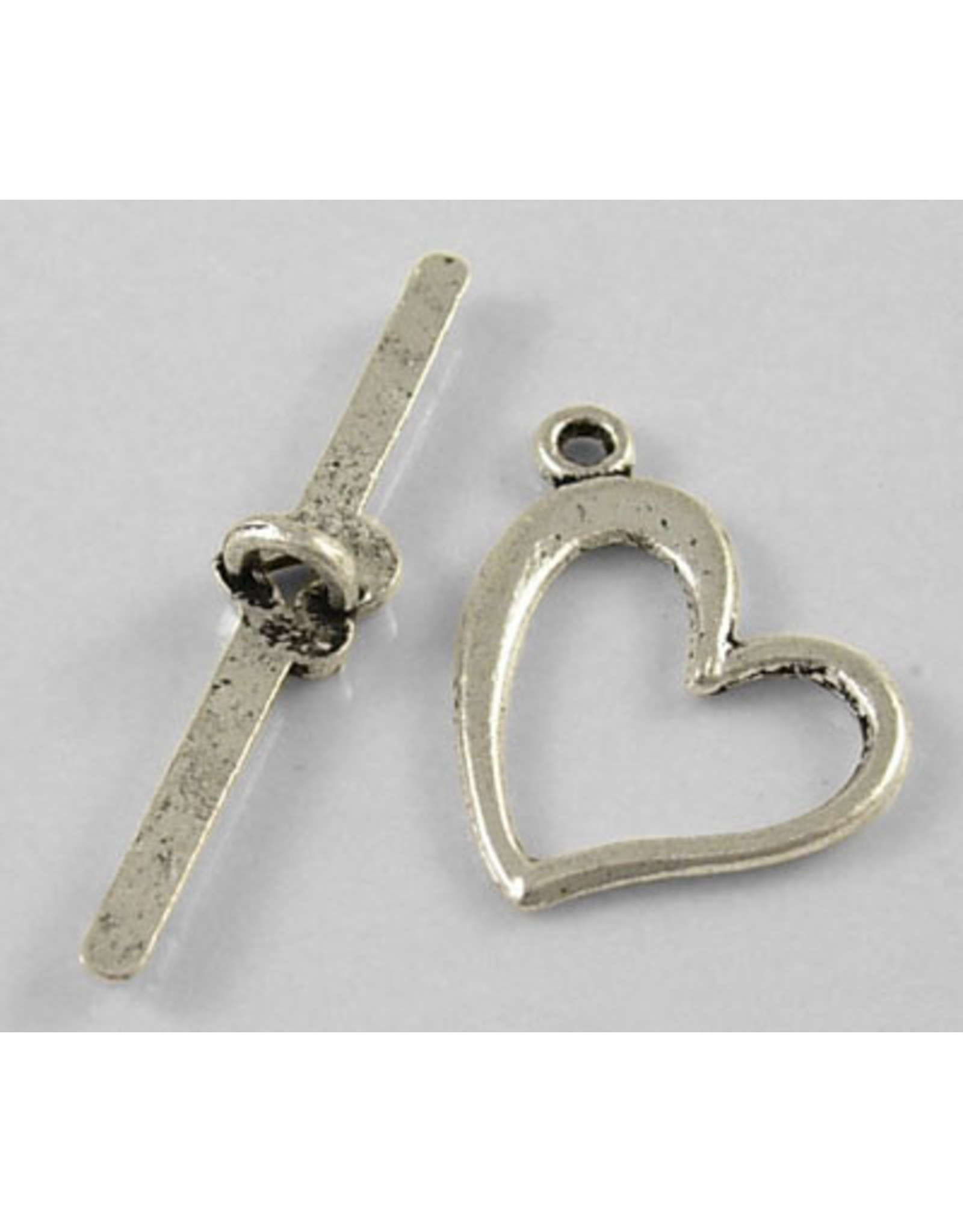 Toggle Clasp Heart 18mm Antique Silver  NF  x10
