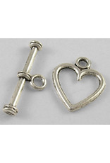 Toggle Clasp Heart 12mm Antique Silver  NF  x10