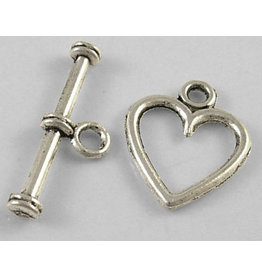 Toggle Clasp Heart 12mm Antique Silver  NF  x10