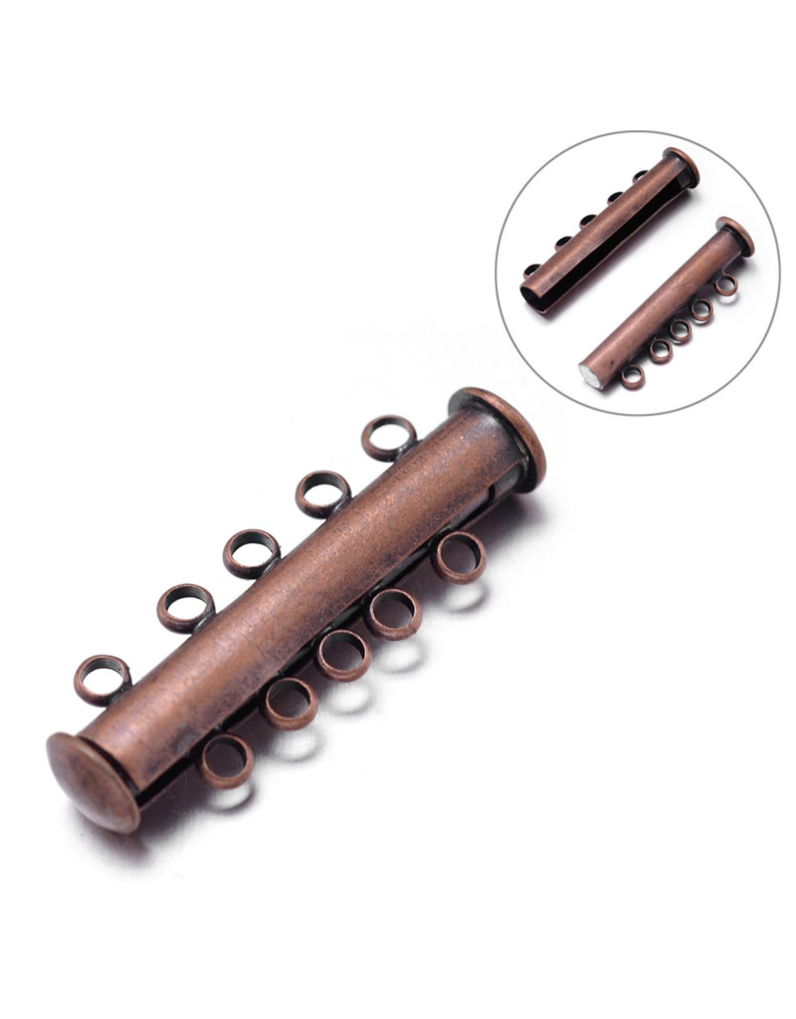 Slider Clasp 5 to 5  30x10x7mm Antique Copper NF  x5