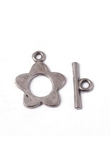 Toggle Clasp Flower 15mm Nickel  NF  x5