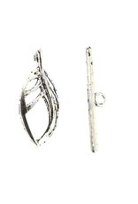 Toggle Clasp 25x11mm Leaf  Antique Silver  NF  x10