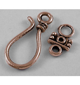 Hook & Eye Clasp  25x12mm Antique Copper NF  x10