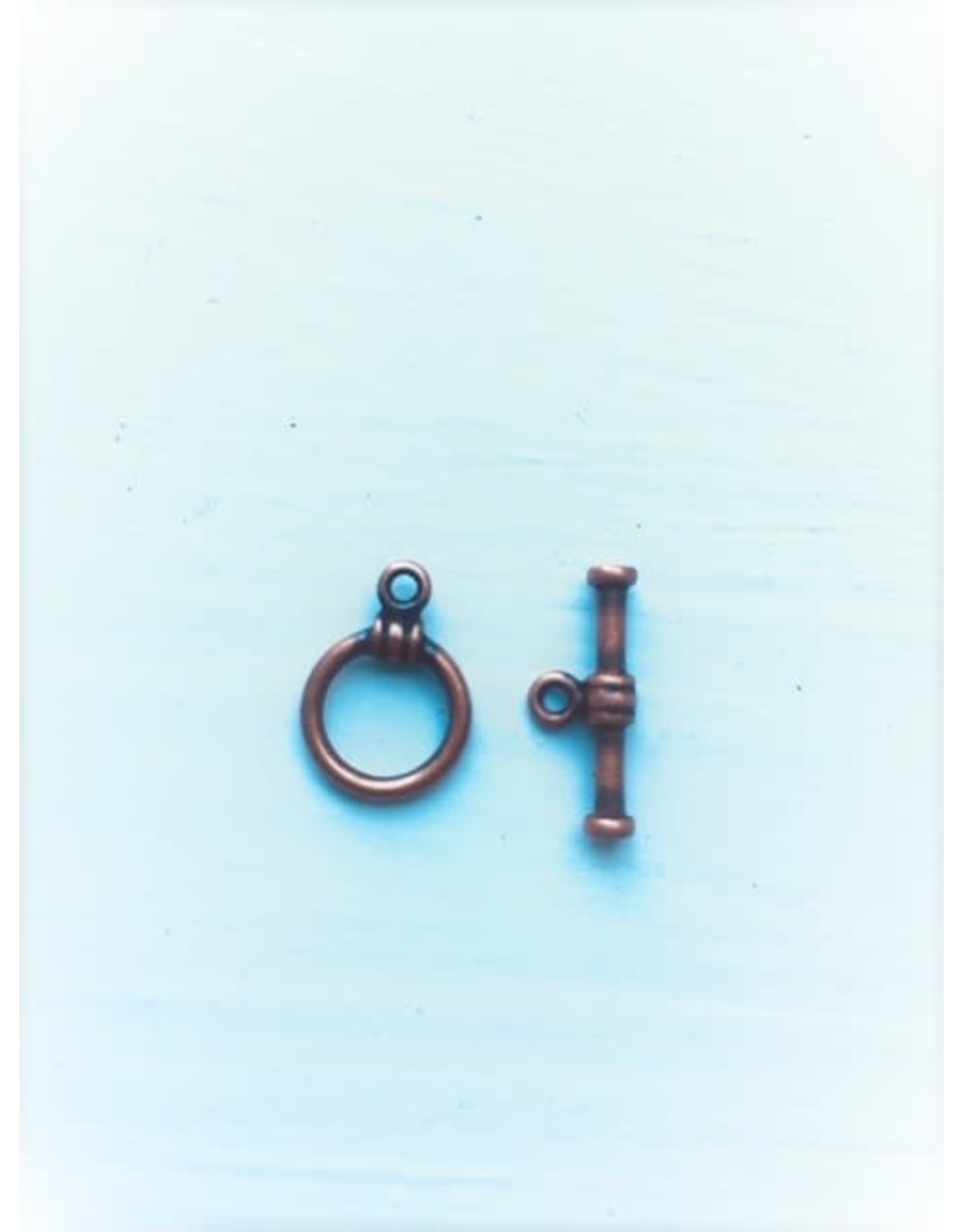 Toggle Clasp Round 10mm Antique Copper  NF  x10