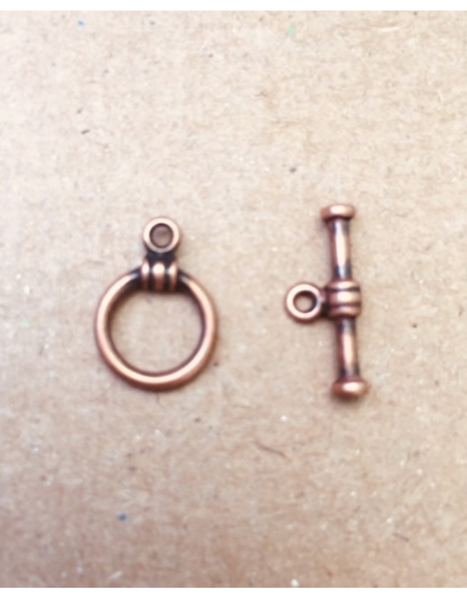 Toggle Clasp Round 10mm Antique Copper  NF  x10