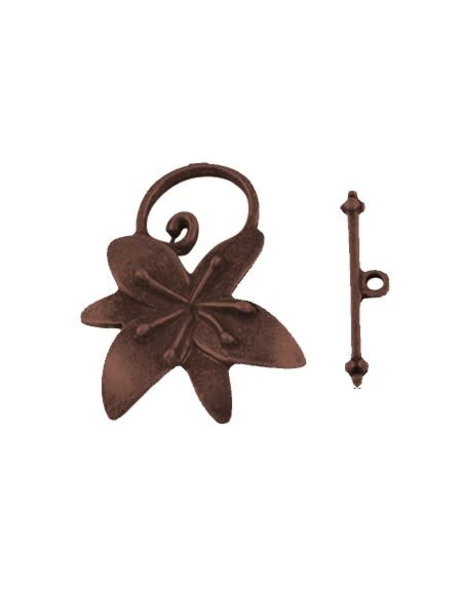 Toggle Clasp Flower 20mm Antique Copper  NF  x5