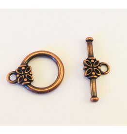 Toggle Clasp Round 14mm Antique Copper  NF  x10