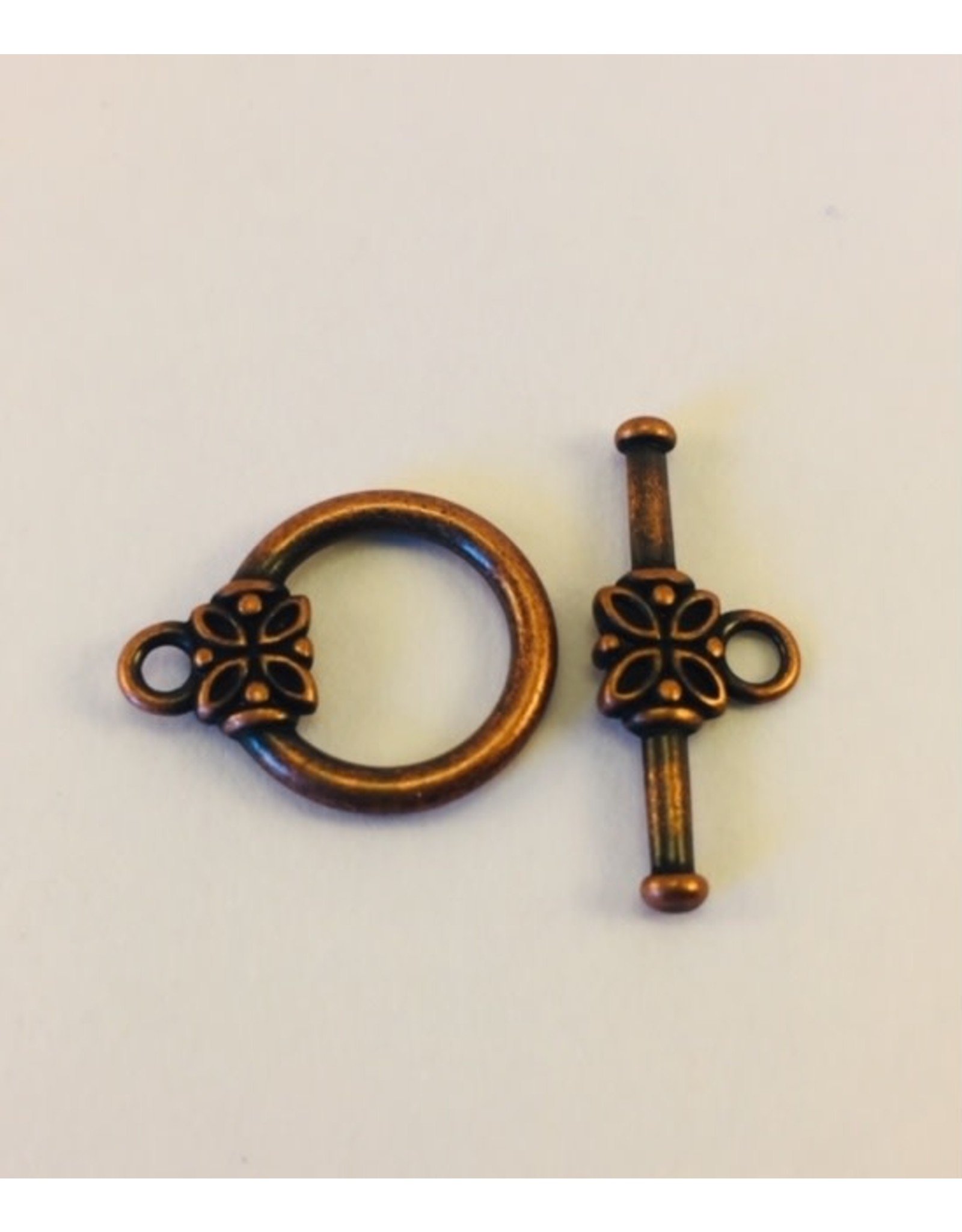 Toggle Clasp Round 14mm Antique Copper  NF  x10
