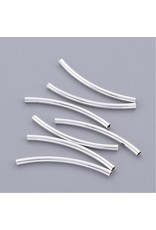 Tube Bead  Curved Silver 30mm  x10