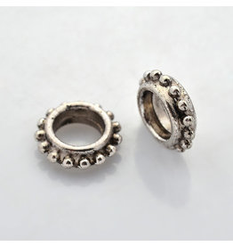 Dotted Spacer Bead Antique Silver  13.5mm  x10