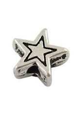 Star Bead Antique Silver 6mm  x25