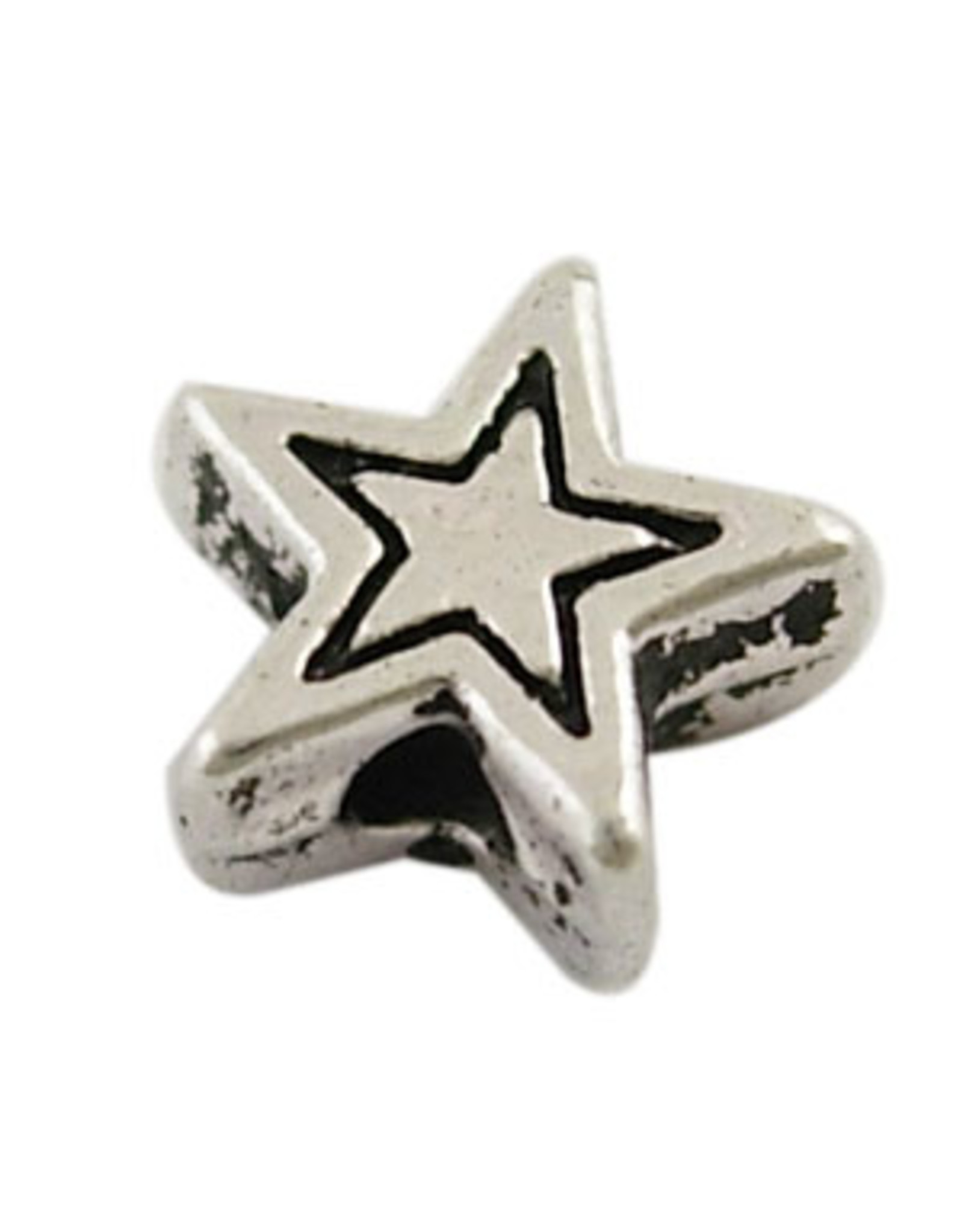 Star Bead Antique Silver 6mm  x25