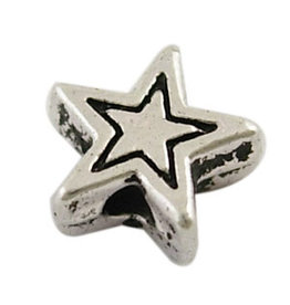 Star Bead Antique Silver 6mm  x25