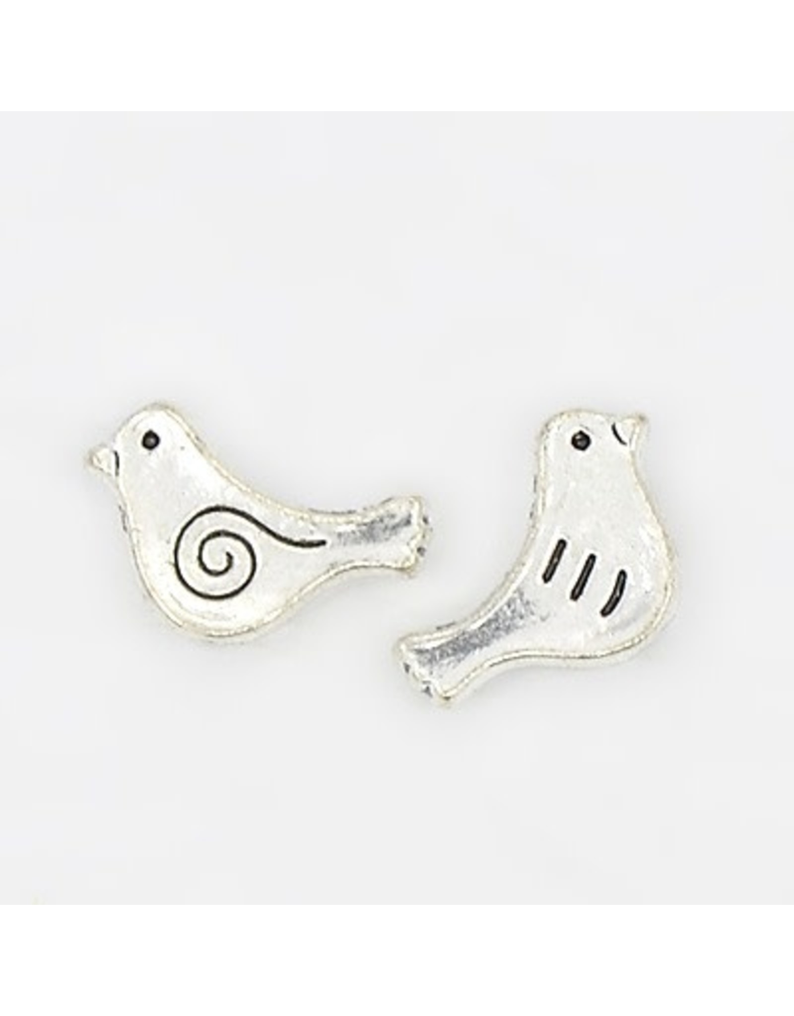 Bird Bead Antique Silver 9x15mm  x10