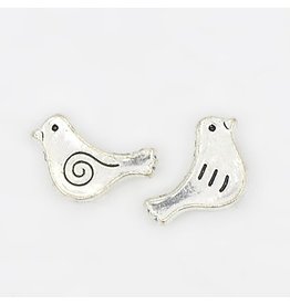 Bird Bead Antique Silver 9x15mm  x10