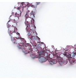 4mm Round  Transparent Purple Lustre x100