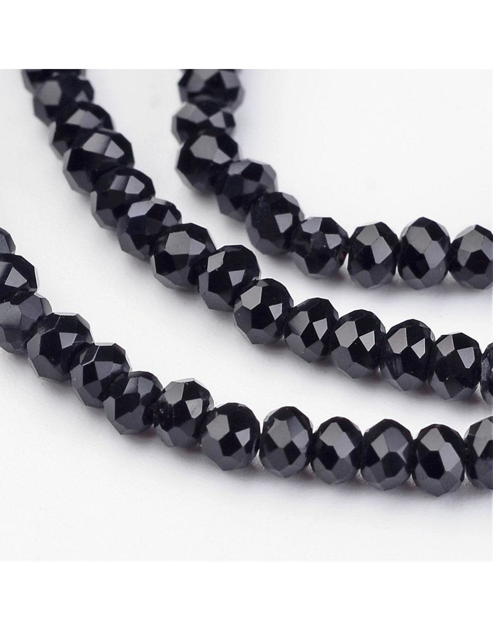 4x3mm Rondelle  Jet Black  x100
