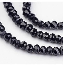 4x3mm Rondelle  Jet Black  x100