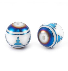 Round Meditation Pose  10mm   White/Blue  x10