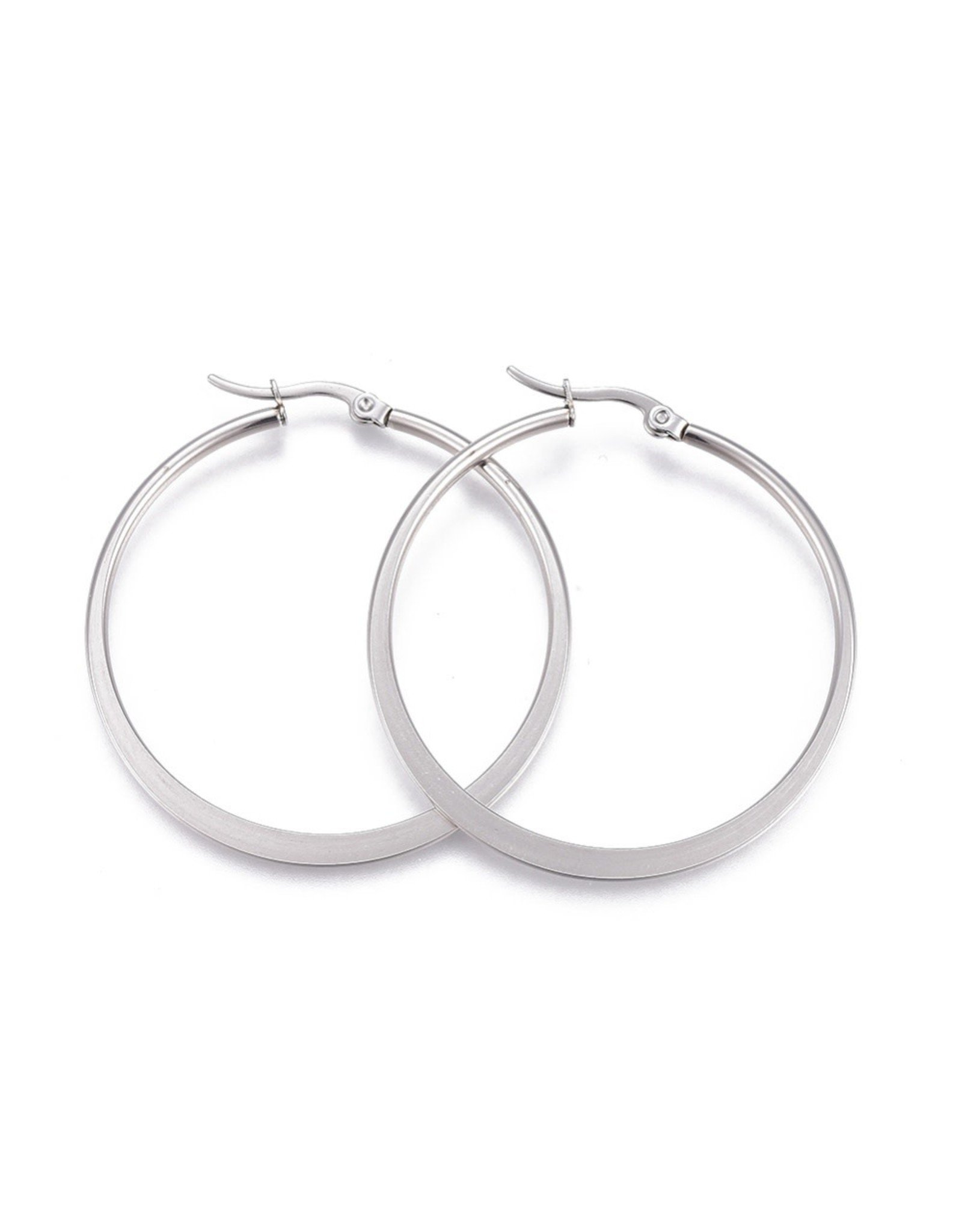 Hoop Earring 26x24x2mm Stainless Steel  x1 Pair