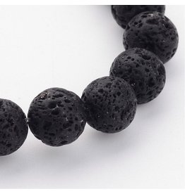 Lava 8mm Black  15" Strand  apprx 46 beads