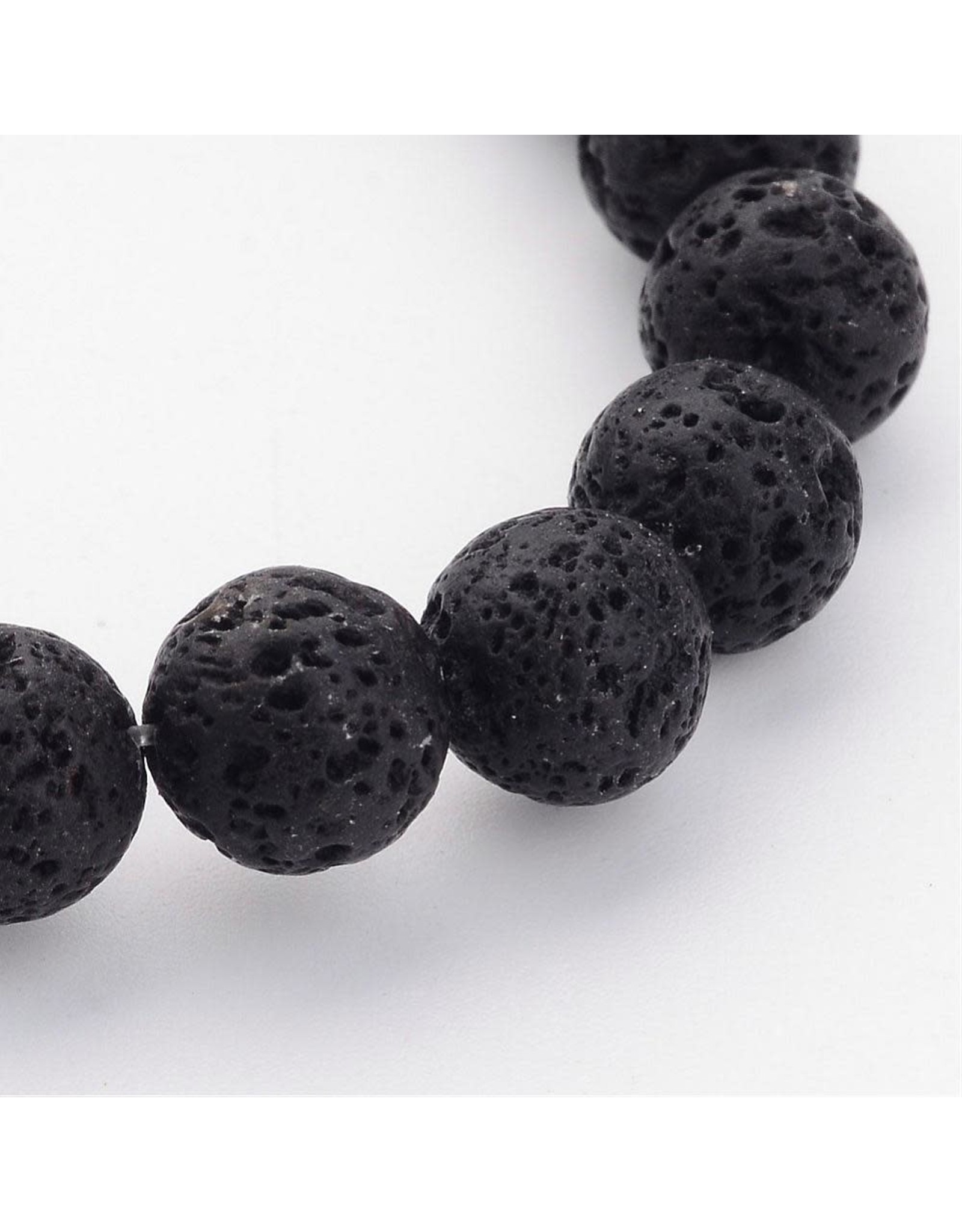 Lava 8mm Black  15" Strand  apprx 46 beads