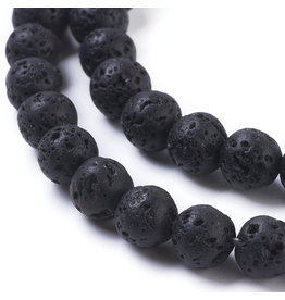 Lava 6mm Black  15" Strand  apprx 60 beads