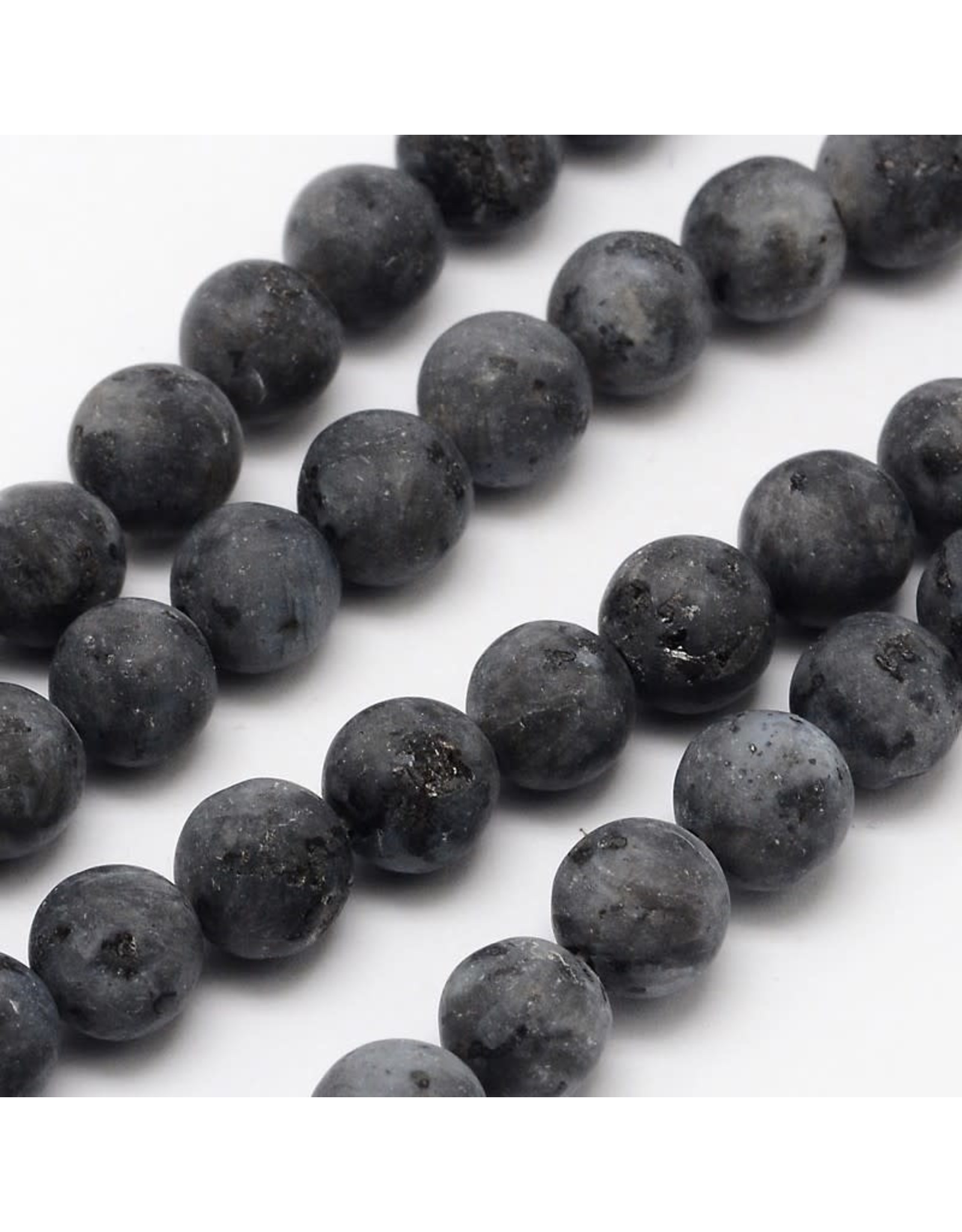 Labradorite Matte 8mm Black/Grey  15" Strand  Approx  x46