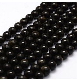 Obsidian Golden Sheen 8mm Black/Gold 15" Strand  Approx  x46