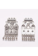 Peacock Archway Pendant 76x45x3mm Antique Silver x1