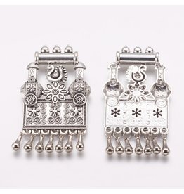 Peacock Archway Pendant 76x45x3mm Antique Silver x1
