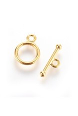 Toggle Clasp Round 10mm Gold  NF  x10