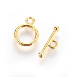 Toggle Clasp Round 10mm Gold  NF  x10