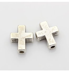 Cross Bead 15x12x5mm Antique Silver x5