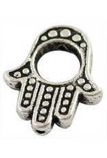 Hamsa Hand Bead 15x13mm Antique Silver x10 NF