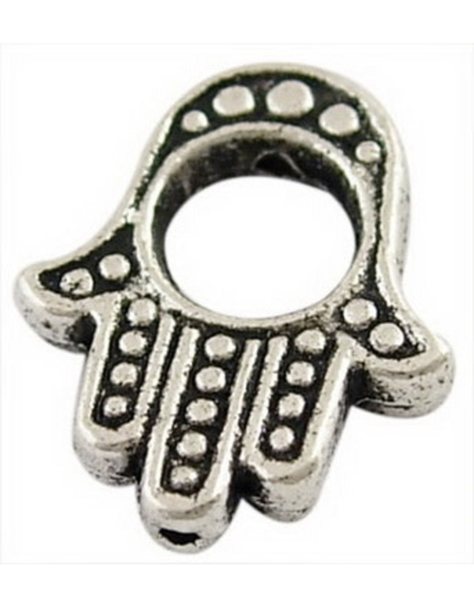 Hamsa Hand Bead 15x13mm Antique Silver x10 NF