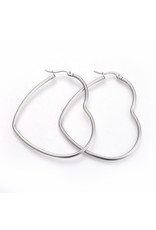 Hoop Earring Heart 66x57mm Stainless Steel  x1 Pair