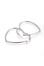 Hoop Earring Heart 66x57mm Stainless Steel  x1 Pair