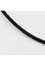 Leather Cord Braided  3mmx18" Black  x1