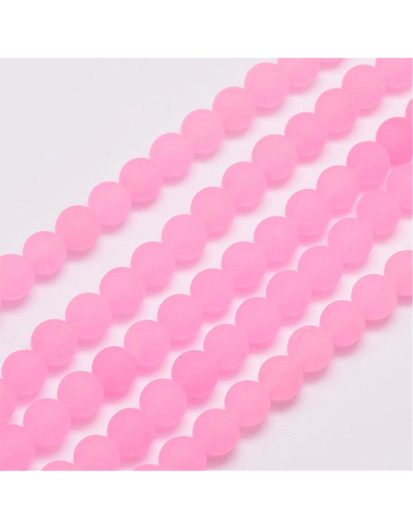 Malaysia Jade Dyed 8mm Pink Matte 15"  Strand Approx x46