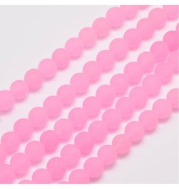 Malaysia Jade Dyed 8mm Pink Matte 15"  Strand Approx x46