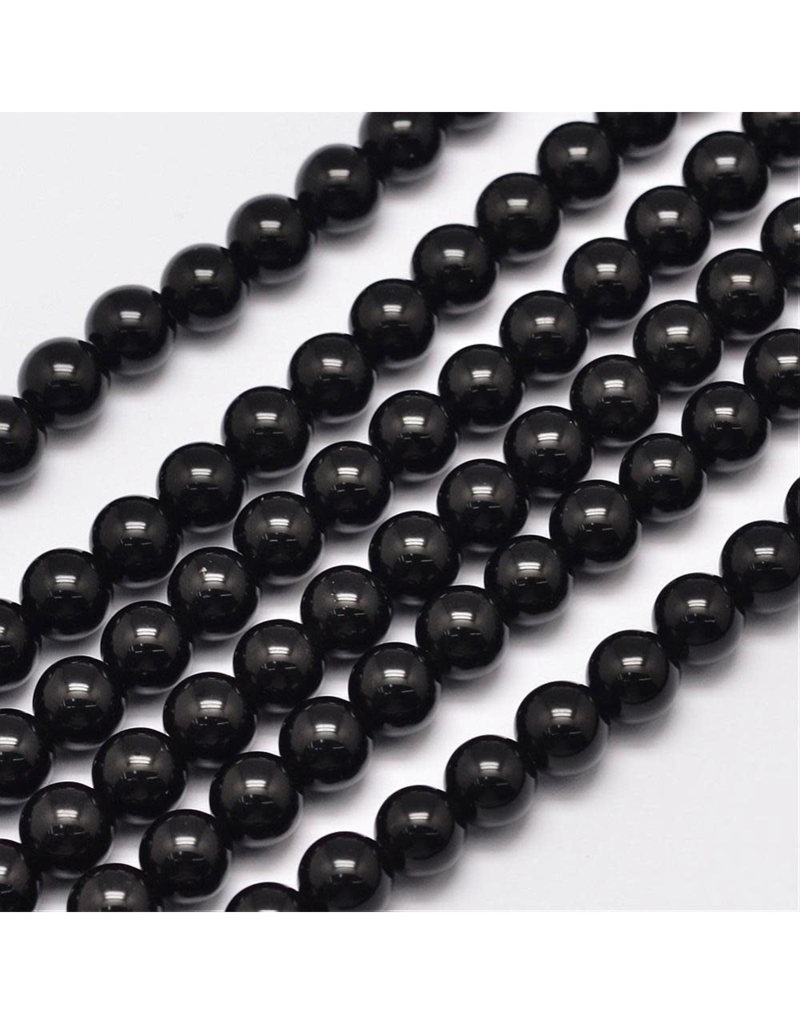 Obsidian 8mm Jet Black 15" Strand Approx x46