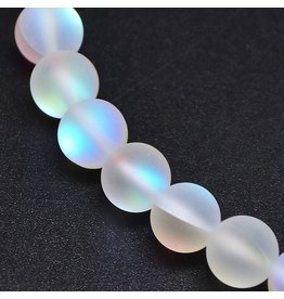 Synthetic Moonstone 8mm Clear AB Matte 15" Strand Approx x46