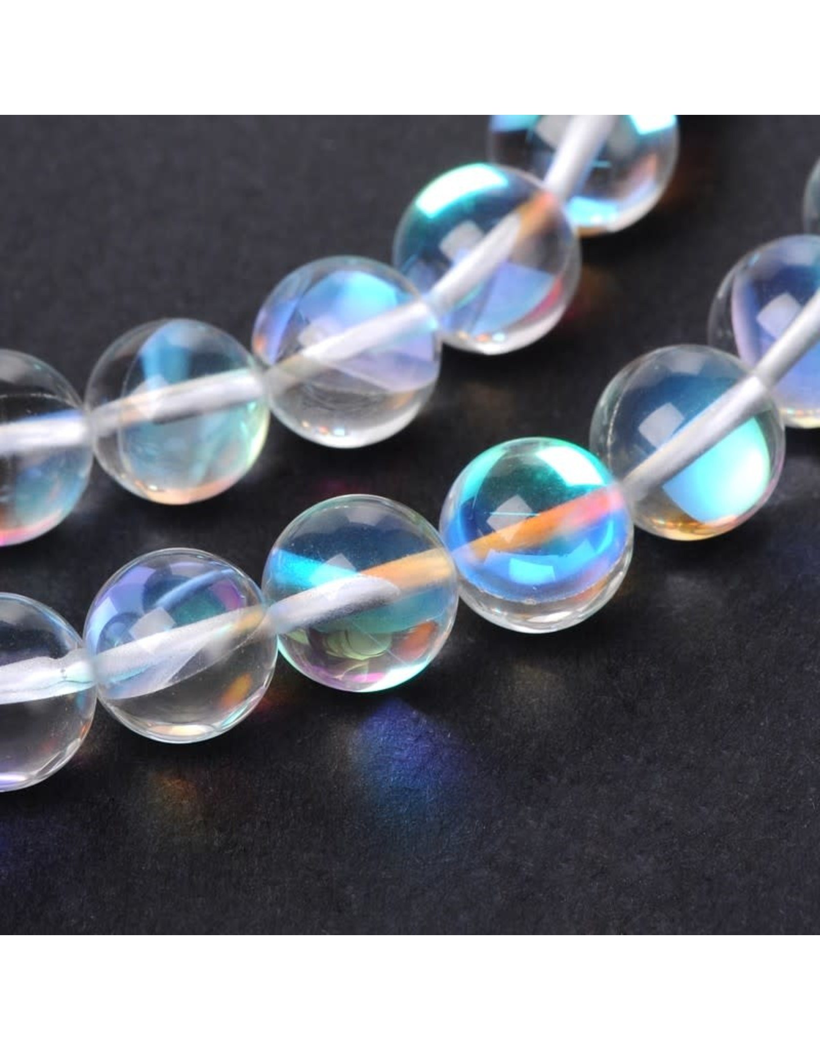 Synthetic Moonstone 8mm Clear AB 15" Strand Approx x46