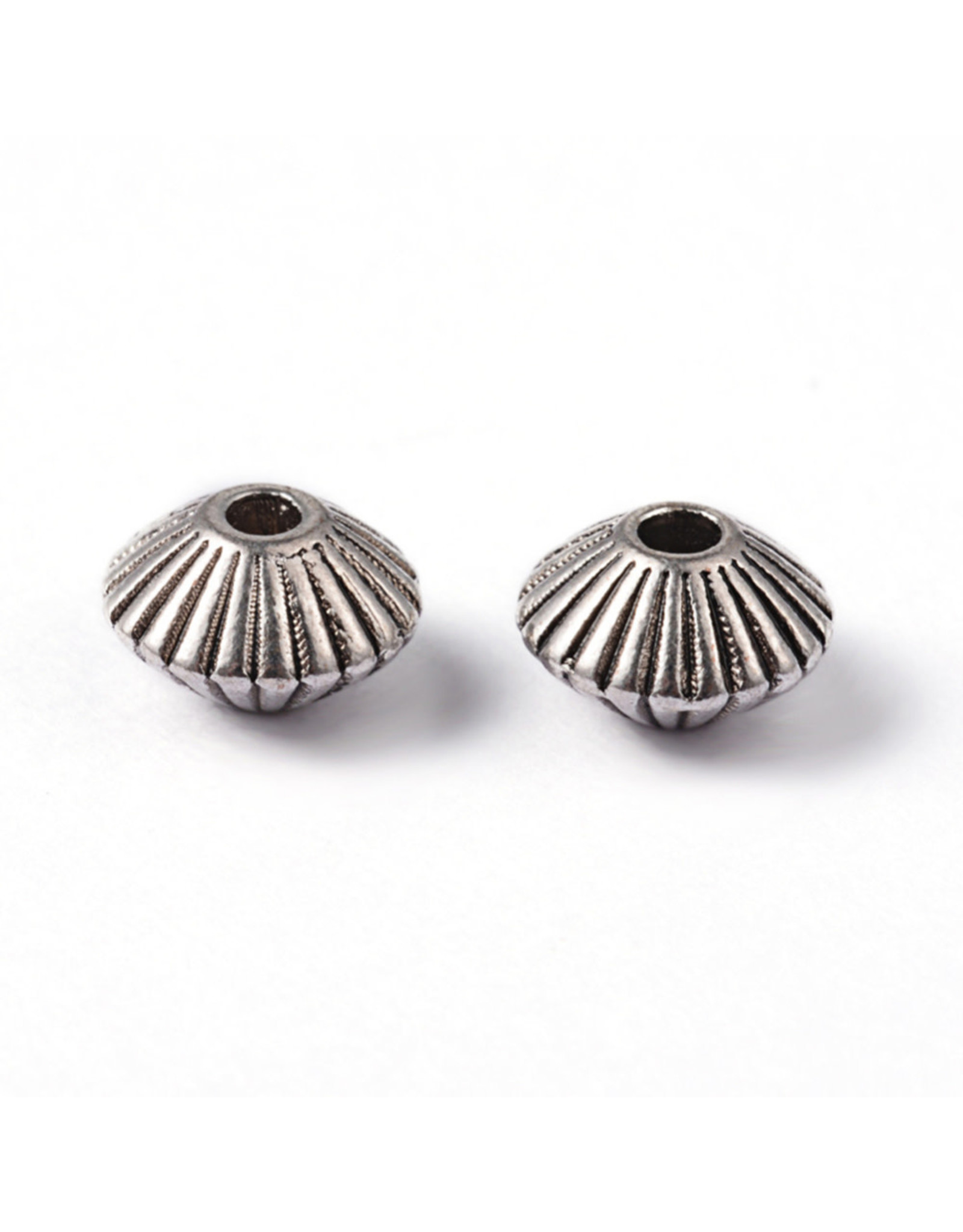 Bicone Spacer Bead Antique Silver 8x5mm x50 NF