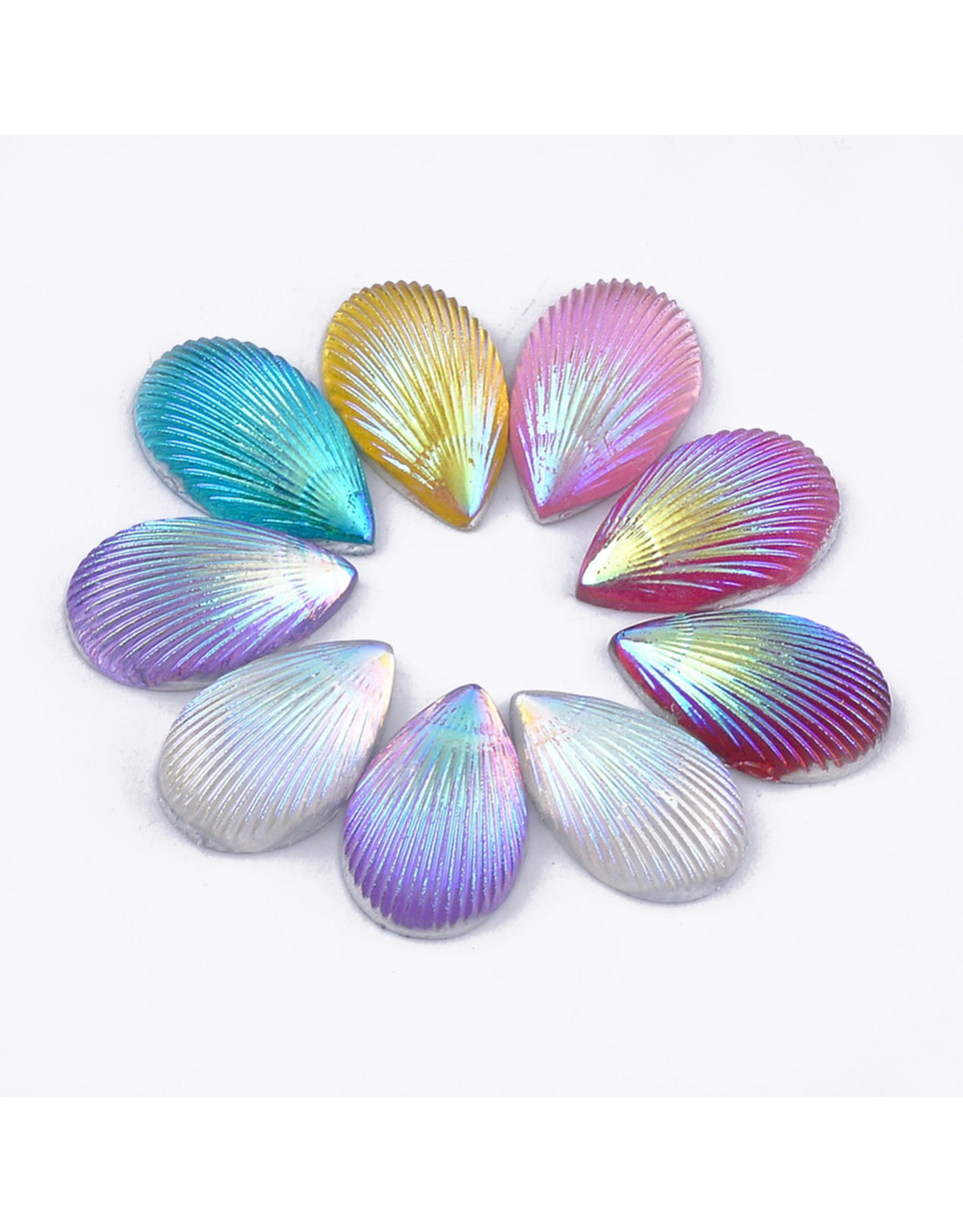 Shell Drop  Resin Cabochon 13x8mm Assorted Pairs  x10pcs