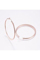 Hoop Earring Round  45mm Stainless Steel  Rose Gold x1 Pair